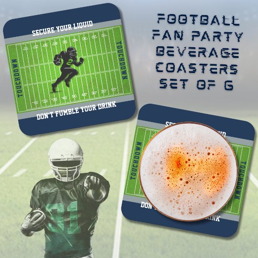 Funny Game Day Football Field Drink Coaster スクエアペーパーコースター