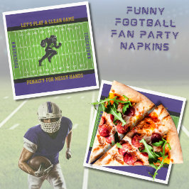 Funny Game Day Purple Football Field Party Napkins スタンダードランチョンナプキン