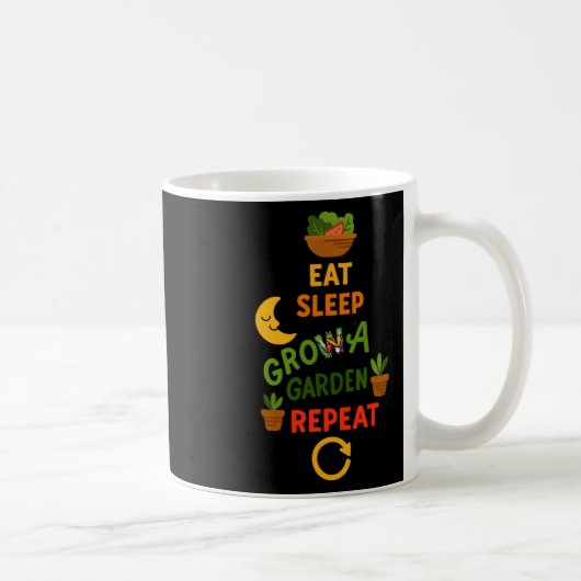 Funny Game Eat Sleep Grow A Garden Repeat Gamer De コーヒーマグカップ (右)
