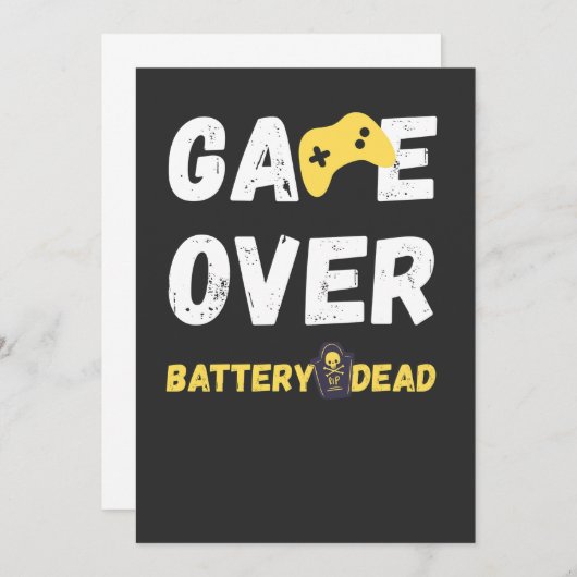Funny Game Over Battery Dead Art 招待状 (正面/裏面)