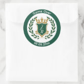 Funny "Game Over" Wedding Monogram Crest Classic ラウンドシール (バッグ)