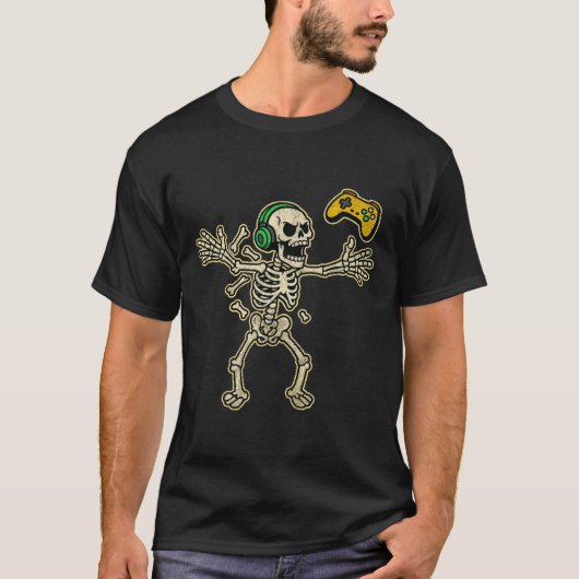 Funny Gamer Angry Skeleton Gamer Teen Boys Video G Tシャツ (正面)