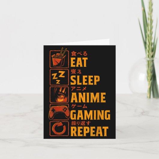 Funny Gamer Anime Graphic Tee Men Boys Teens Video カード (正面)