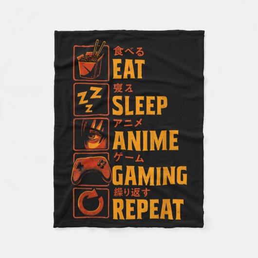 Funny Gamer Anime Graphic Tee Men Boys Teens Video フリースブランケット (正面)
