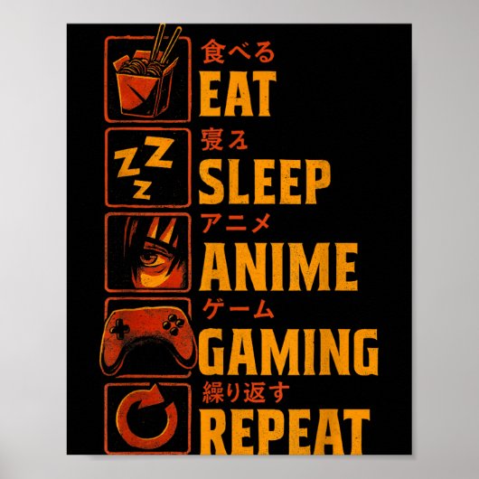 Funny Gamer Anime Graphic Tee Men Boys Teens Video ポスター (正面)