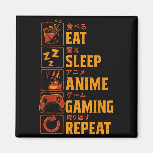 Funny Gamer Anime Graphic Tee Men Boys Teens Video マグネット (正面)