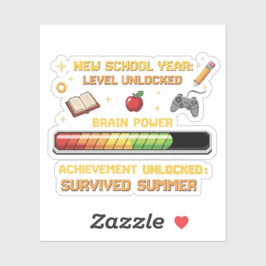 Funny Gamer Back to School | Level Unlocked Retro  シール (シート)