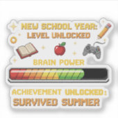 Funny Gamer Back to School | Level Unlocked Retro  シール (正面)