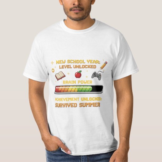 Funny Gamer Back to School | Level Unlocked Retro Tシャツ (正面)