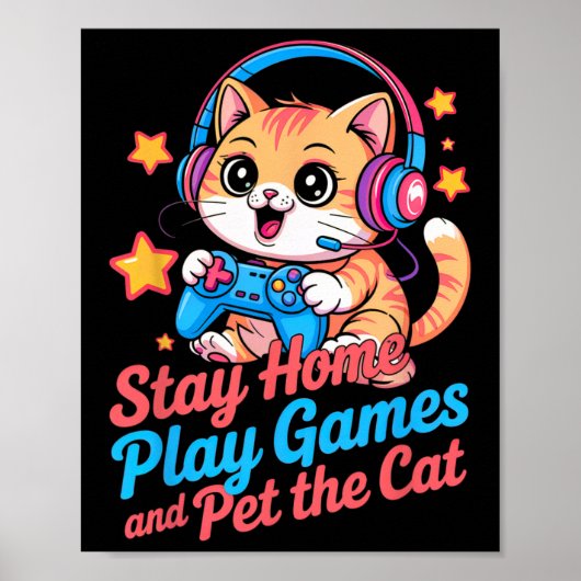 Funny Gamer Cat Stay Home2  ポスター (正面)