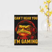 Funny Gamer Frog Men Women Boys Can't Hear You Vid カード (黄色い花)