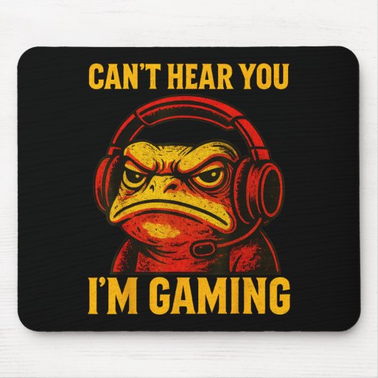 Funny Gamer Frog Men Women Boys Can't Hear You Vid マウスパッド (正面)