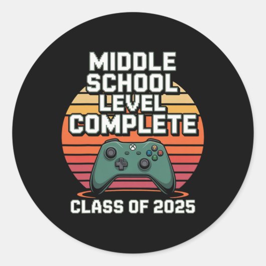 Funny Gamer Graduation Cl Of 2025 Retro Style Kids ラウンドシール (正面)