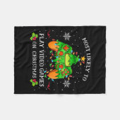 Funny Gamer Most Likely To Play Video Games On Chr フリースブランケット (正面(横))