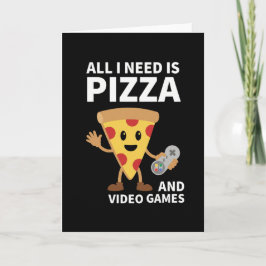 Funny Gamer Pizza Gaming Video Game Enthusiast Boy カード
