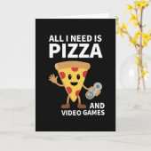 Funny Gamer Pizza Gaming Video Game Enthusiast Boy カード (黄色い花)