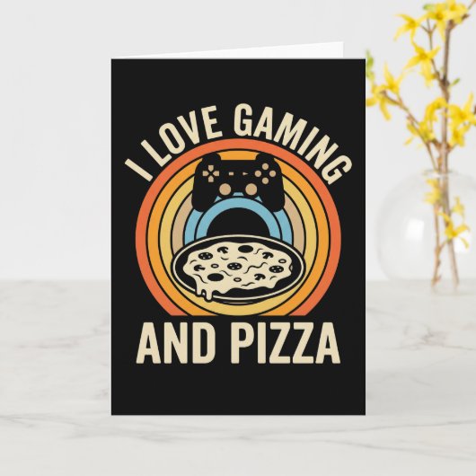 Funny Gamer Pizza Gaming Video Game Enthusiast Boy カード (黄色い花)