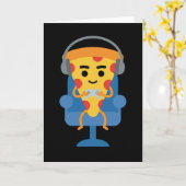 Funny Gamer Pizza Gaming Video Game Enthusiast Boy カード (黄色い花)