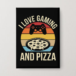 Funny Gamer Pizza Gaming Video Game Enthusiast Boy 缶バッジ