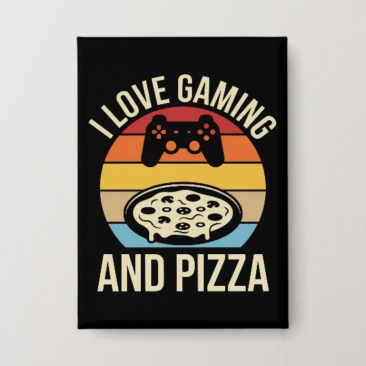 Funny Gamer Pizza Gaming Video Game Enthusiast Boy 缶バッジ (正面)