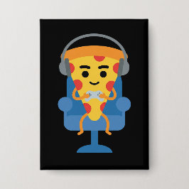 Funny Gamer Pizza Gaming Video Game Enthusiast Boy 缶バッジ