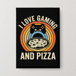 Funny Gamer Pizza Gaming Video Game Enthusiast Boy 缶バッジ