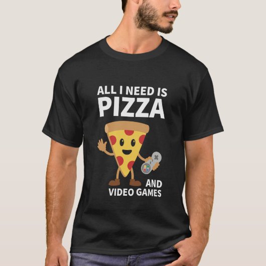 Funny Gamer Pizza Gaming Video Game Enthusiast Boy Tシャツ (正面)
