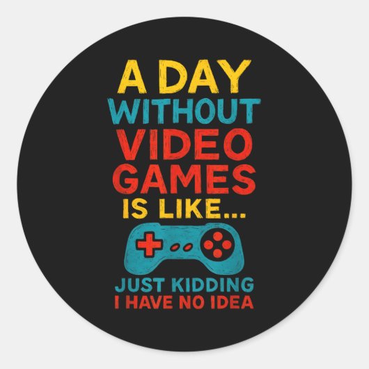 Funny Gamer Saying Graphic Tee Men Boys Teens Vide ラウンドシール (正面)