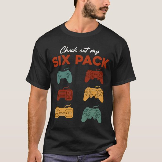 Funny Gamer Six Pack Controllers Retro Video Game  Tシャツ (正面)