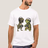 Funny Gamer T Rex Turtle Dinosaur Retro Gaming Tシャツ (正面)