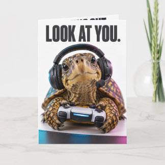 Funny Gamer Turtle Birthday Card | Out of Shell カード