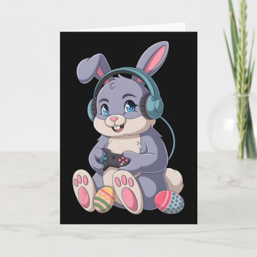 Funny Gaming Bunny Easter Gamer Rabbit Video Game  カード (正面)