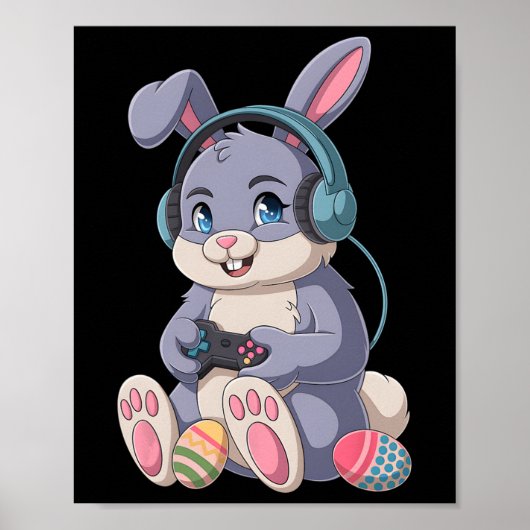 Funny Gaming Bunny Easter Gamer Rabbit Video Game  ポスター (正面)