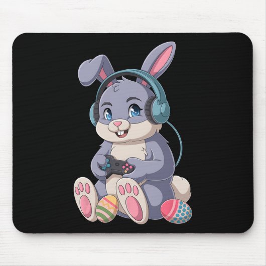 Funny Gaming Bunny Easter Gamer Rabbit Video Game  マウスパッド (正面)