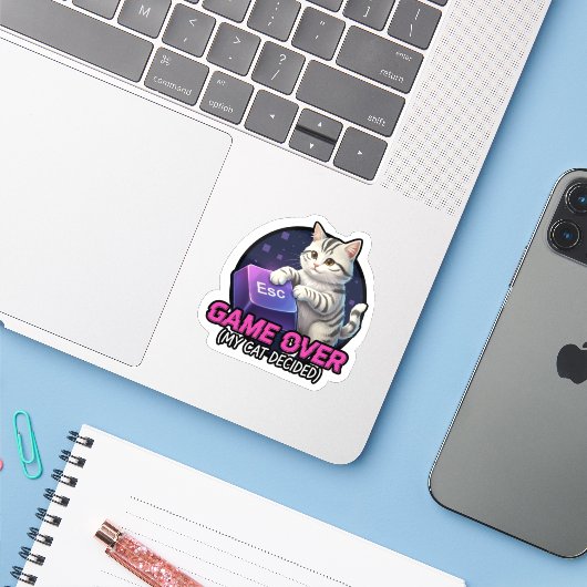 ​Funny Gaming Cat Gamer Gift - My Cat Decided Game シール (ノートパソコンとiPhone)
