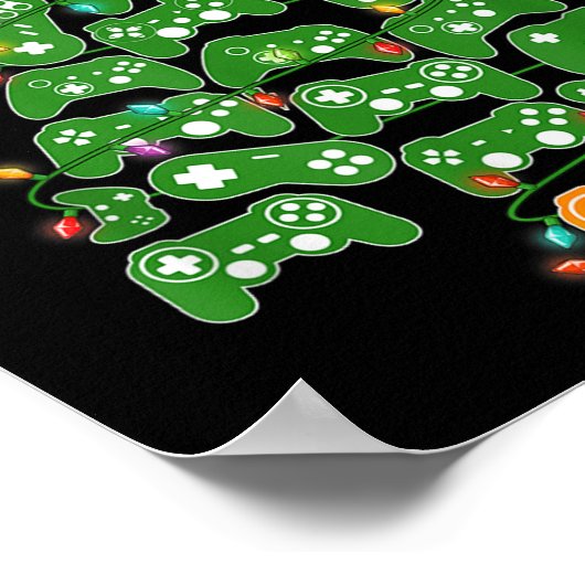 Funny Gaming Controller Christmas Tree Lights Xmas ポスター (角)