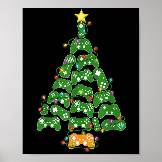 Funny Gaming Controller Christmas Tree Lights Xmas ポスター (正面)