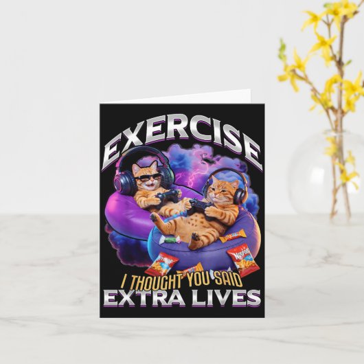 Funny Gaming Gamer Cat カード (黄色い花)