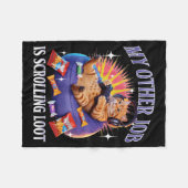 Funny Gaming Gamer Cat  フリースブランケット (正面(横))