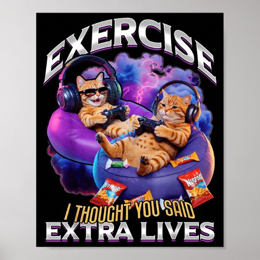 Funny Gaming Gamer Cat  ポスター (正面)