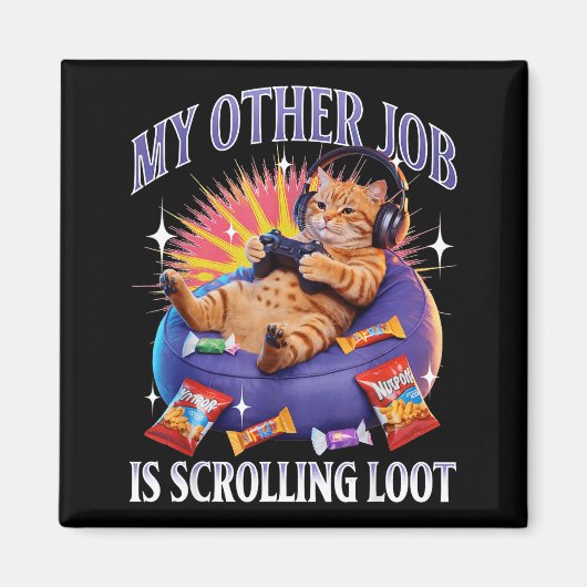 Funny Gaming Gamer Cat  マグネット (正面)