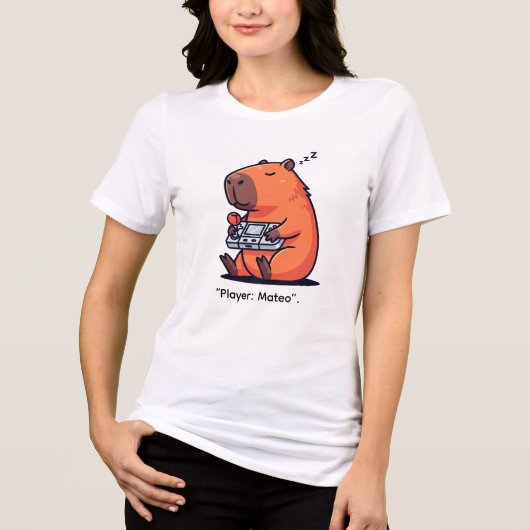 Funny Gaming Hoodie – Capybara Retro Style トライブレンドＴシャツ (正面)