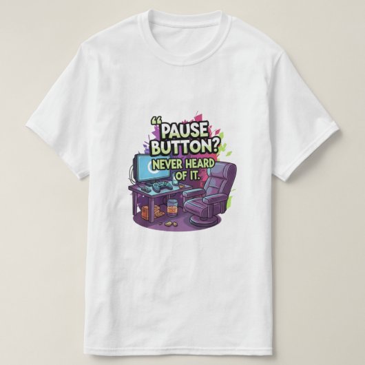 Funny Gaming Meme Illustration – Neon Gamer Quote  Tシャツ (デザイン正面)