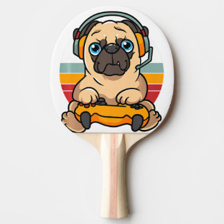 Funny Gaming Pug Dog Pet Lover Gamer  卓球ラケット