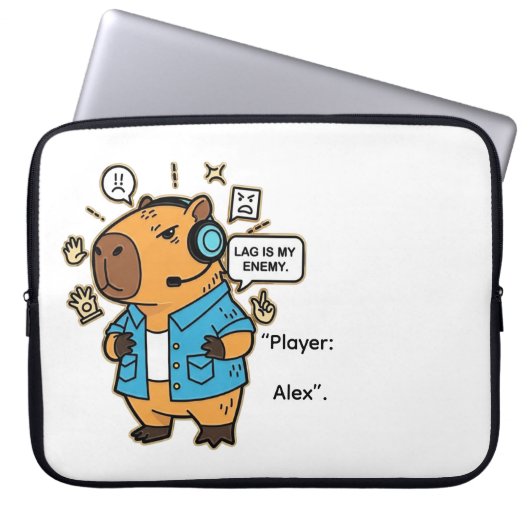 Funny Gaming Tablet Case – Lag Is My Enemy Design ラップトップスリーブ (正面)