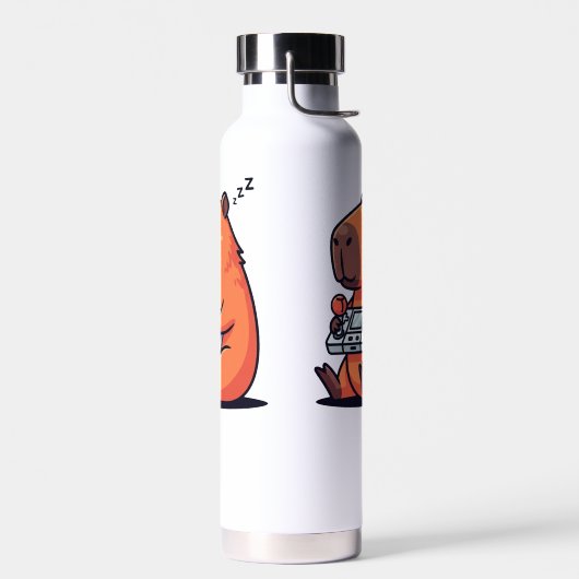 Funny Gaming Thermos – Capybara Retro Style ウォーターボトル (左面)