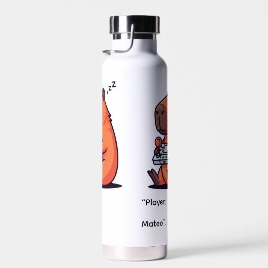 Funny Gaming Thermos – Capybara Retro Style ウォーターボトル (右面)
