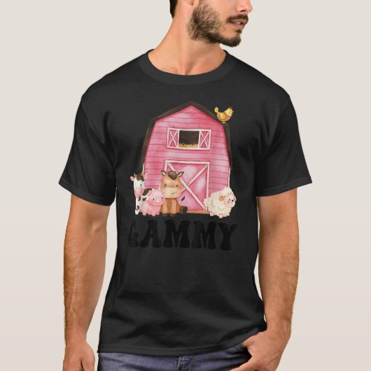 Funny Gammy Farm Animals Birthday Theme Matching F Tシャツ (正面)