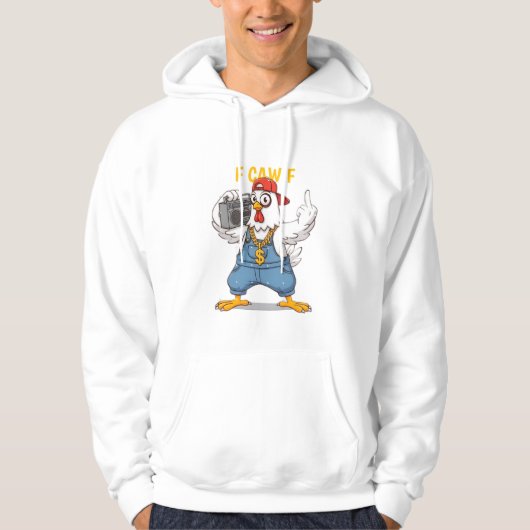 Funny Gangsta Chicken Hoodie F CAW F Hip Hop Style パーカ (正面)