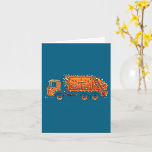 Funny Garbage Truck Christmas Graphics Lights Love カード (黄色い花)
